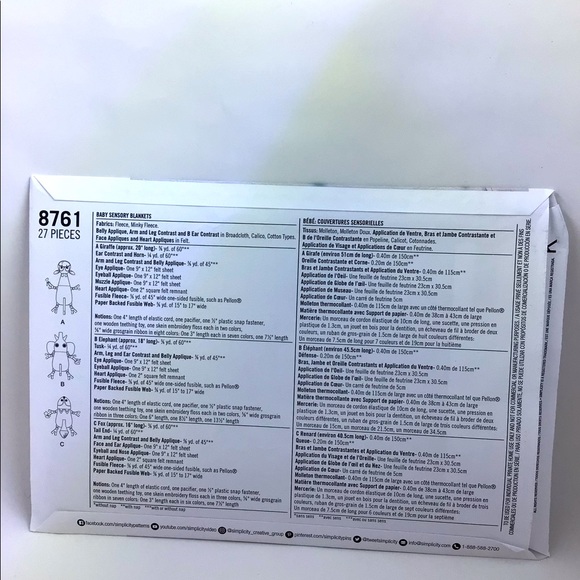 Simplicity Pattern 8761 - Baby Sensory Blankets - Picture 3 of 8